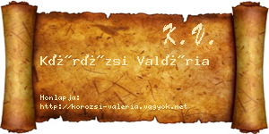Körözsi Valéria névjegykártya